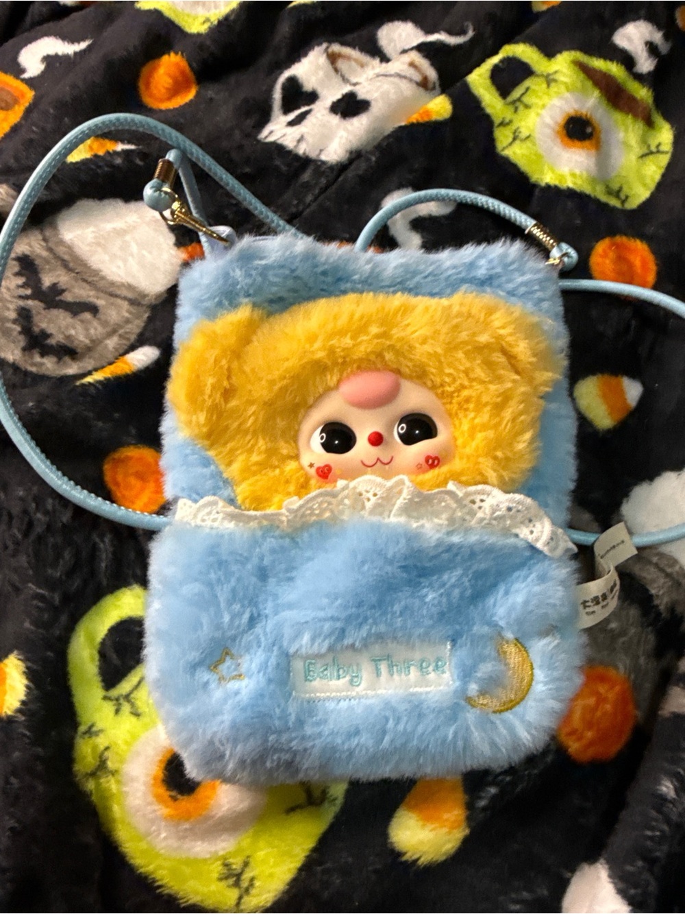 Baby Three BB3 Mobile Hanging Phone Bag Crossbody Plush - Blue Yellow Bear